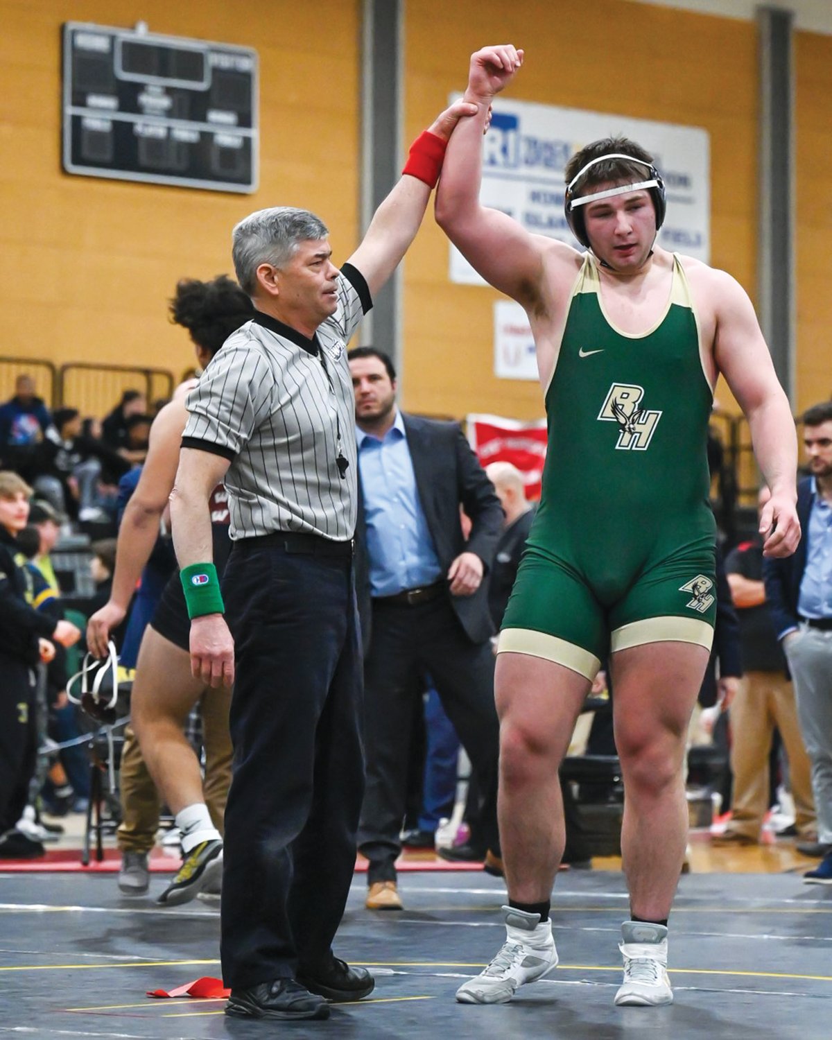 STATE CHAMP: Bishop Hendricken’s Joe Church, who won the heavyweight state championship last weekend and will be heading to this weekend’s New England Championships. (Photo by Leo van Dijk/rhodyphoto.zenfolio.com)